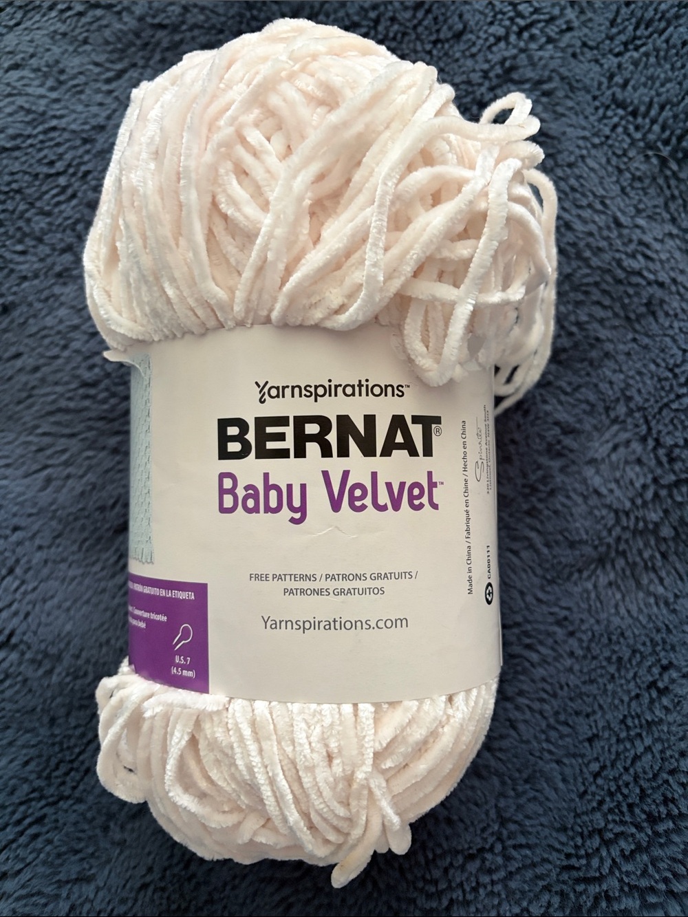 Bernat Baby Velvet Plush Yarn - White 300g